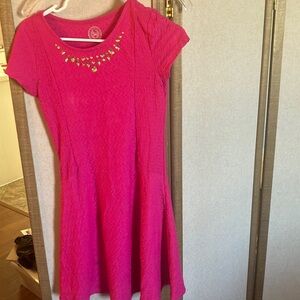 FINAL MARKDOWN Girls so Pink Short Sleeve Dress w/Embellished Neckline large 14